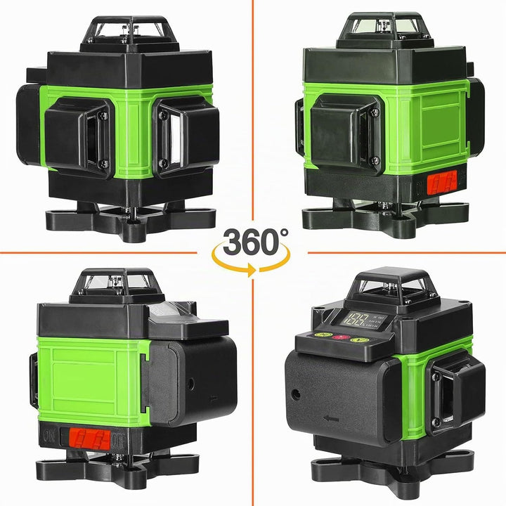 Kreuzlinienlaser Grün 16 Linien, 4 x 360 °Laser Wasserwaage Selbstnivellierend, 2400mAh Akku*2,Linie
