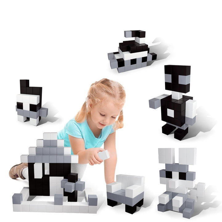 Picasso Cubes 1” Magnetic Puzzle Cube 101 pcs Black and White Magnet Construction Building Block Set