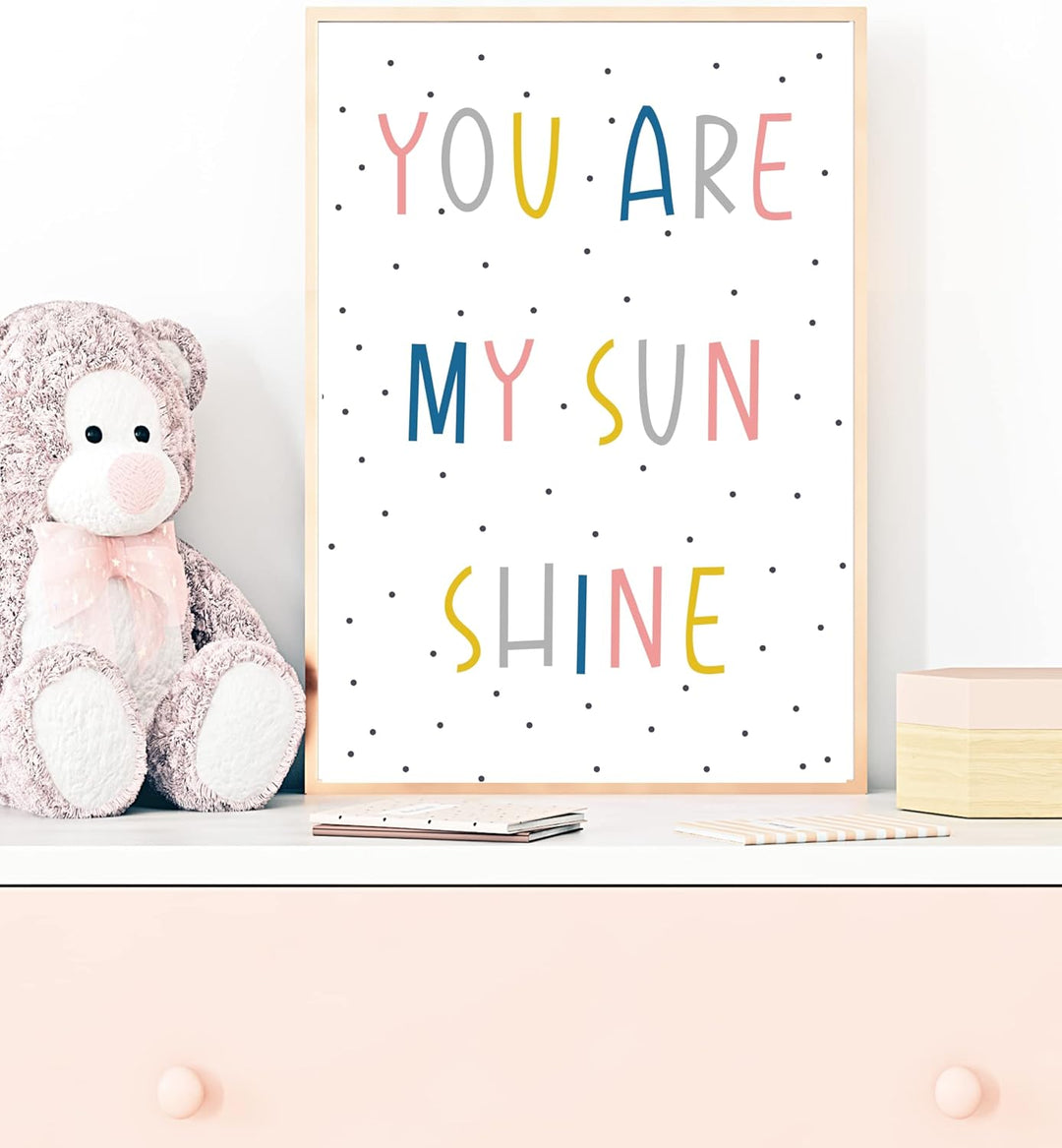 You are My Sunshine 3er Set Drucke mit Pastell Regenbogen Kinder Mädchen Jungen Kinderzimmer Schlafz