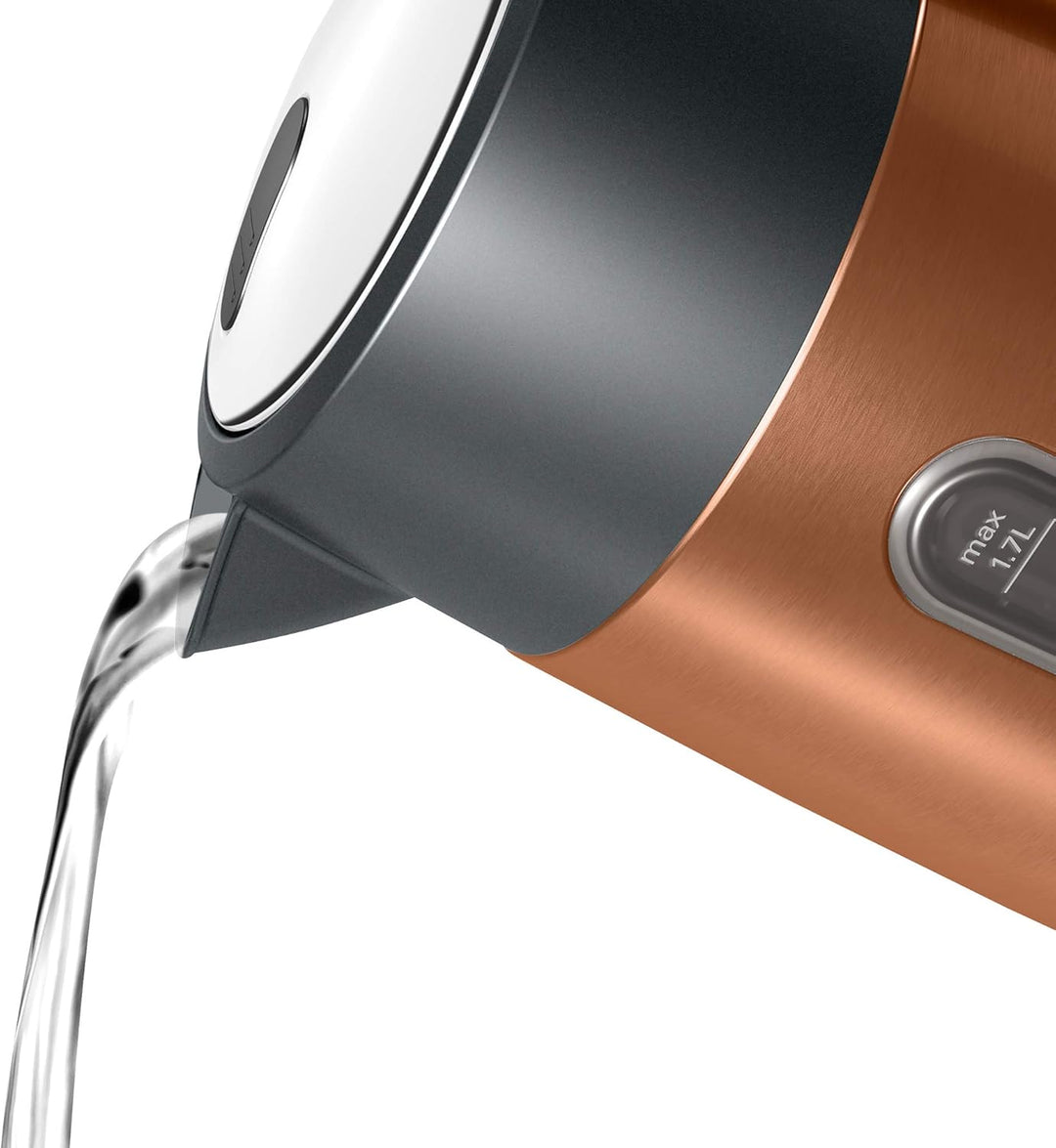 Bosch kabelloser Wasserkocher DesignLine TWK4P439, Ausgiessen ohne Spritzer, Tassenanzeige, Wasserst