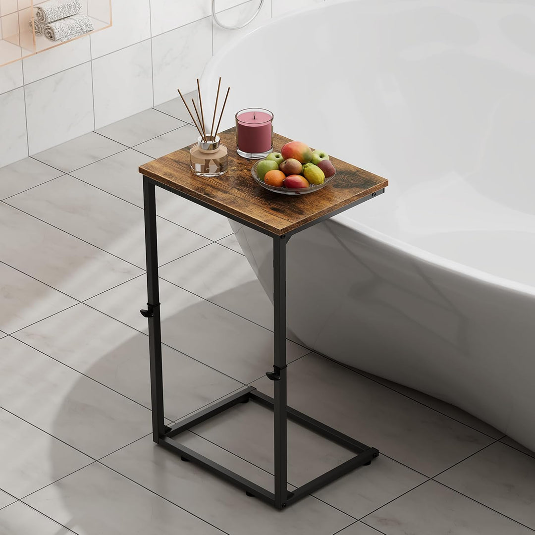 Vagusicc Beistelltisch C Form, Höhenverstellbar 45–85 cm, mobiler Kaffeetisch, Wohnzimmertisch mit M