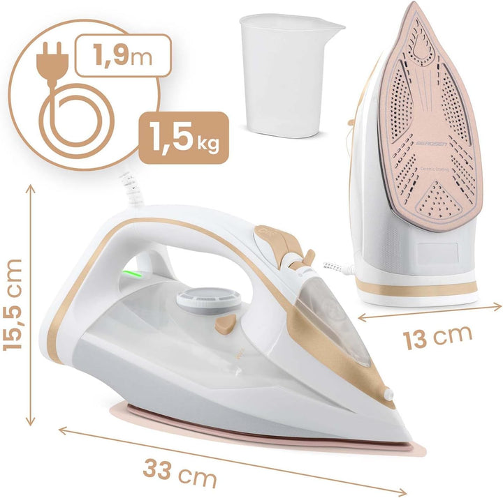 Berdsen Dampfbügeleisen - 3000W Bügeleisen 9in1 - mit Keramiksohle - 350ml Wassertank Doppel-Dampfst
