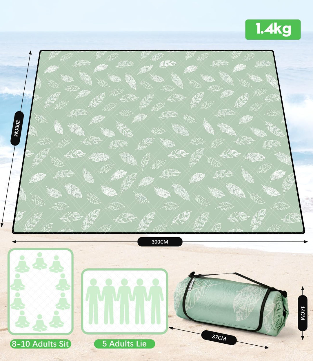 Picknickdecke wasserdicht waschbar, Stranddecke Sandfrei XXL Campingdecke Strandmatte isoliert mit w