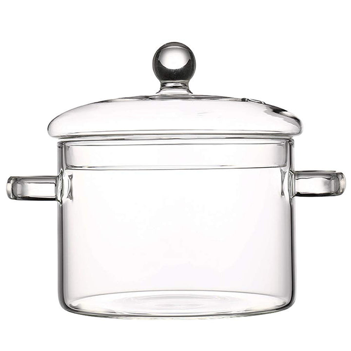 TAMUME 1.5L Glastopf mit 2 Griffen, Schmorpfanne mit Abgedecktem Deckel