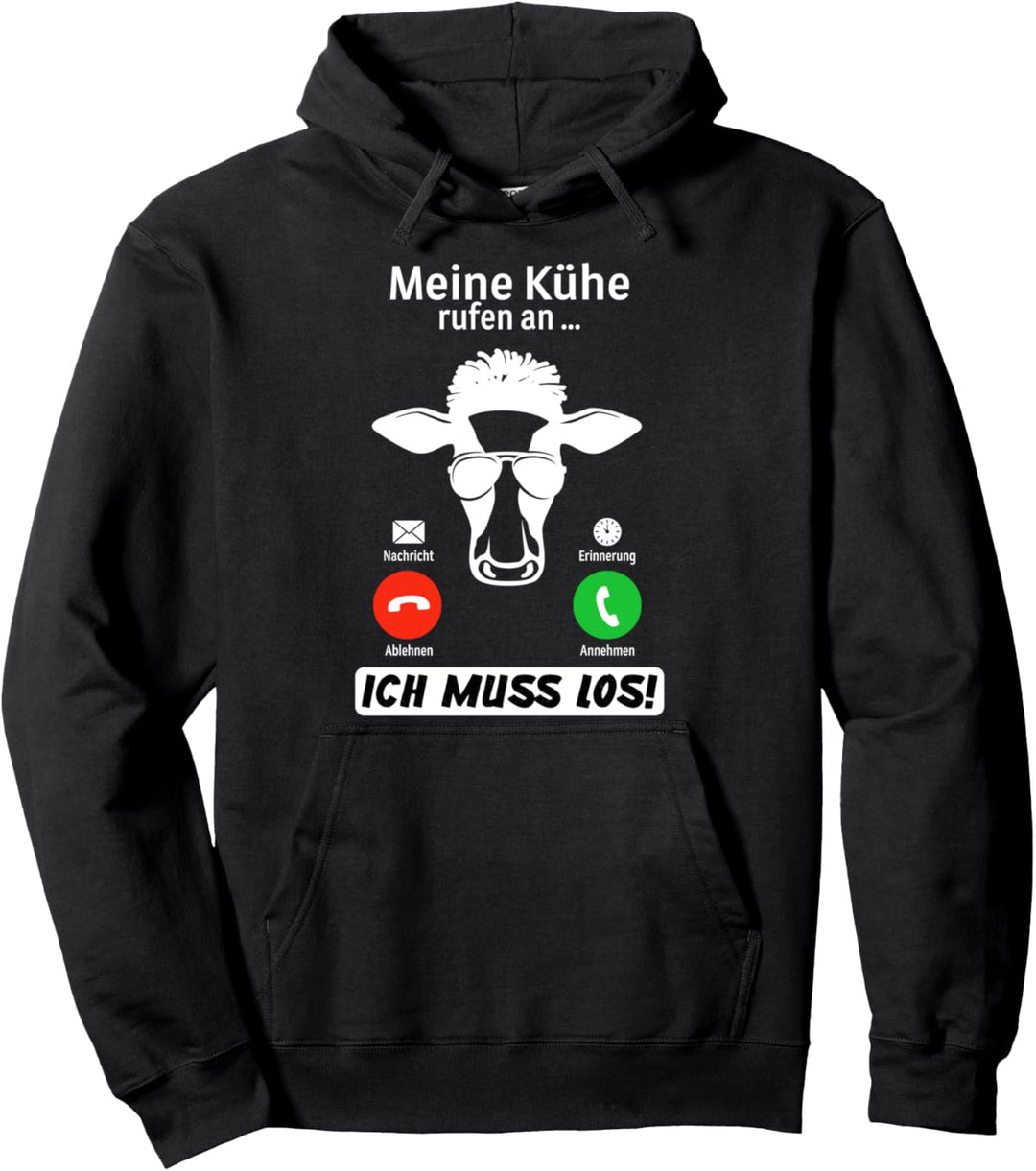 Meine Kühe rufen an Spruch Landwirtschaft Trecker Biobauer Pullover Hoodie