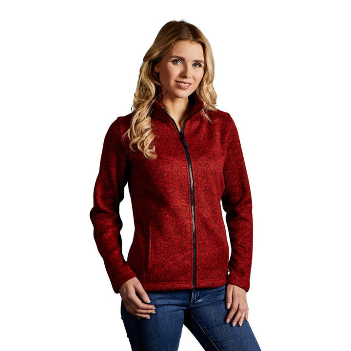 Strick-Fleece Jacke C+ Damen, Rot-Melange, S