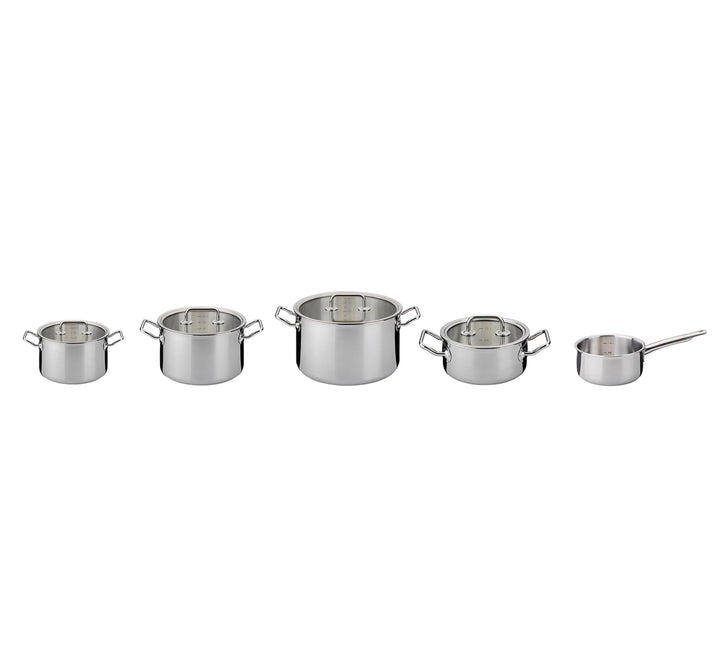 Spring Topfset 5-teilig BRIGADE BASIC 5-Lagen-Mehrschichtmaterial, Passgenaue Griffe, Innenskalierun