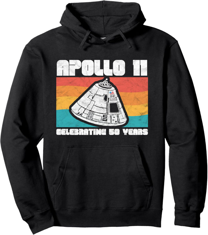 Retro Apollo 11 Command Module Moon Landing Vintage Graphic Pullover Hoodie