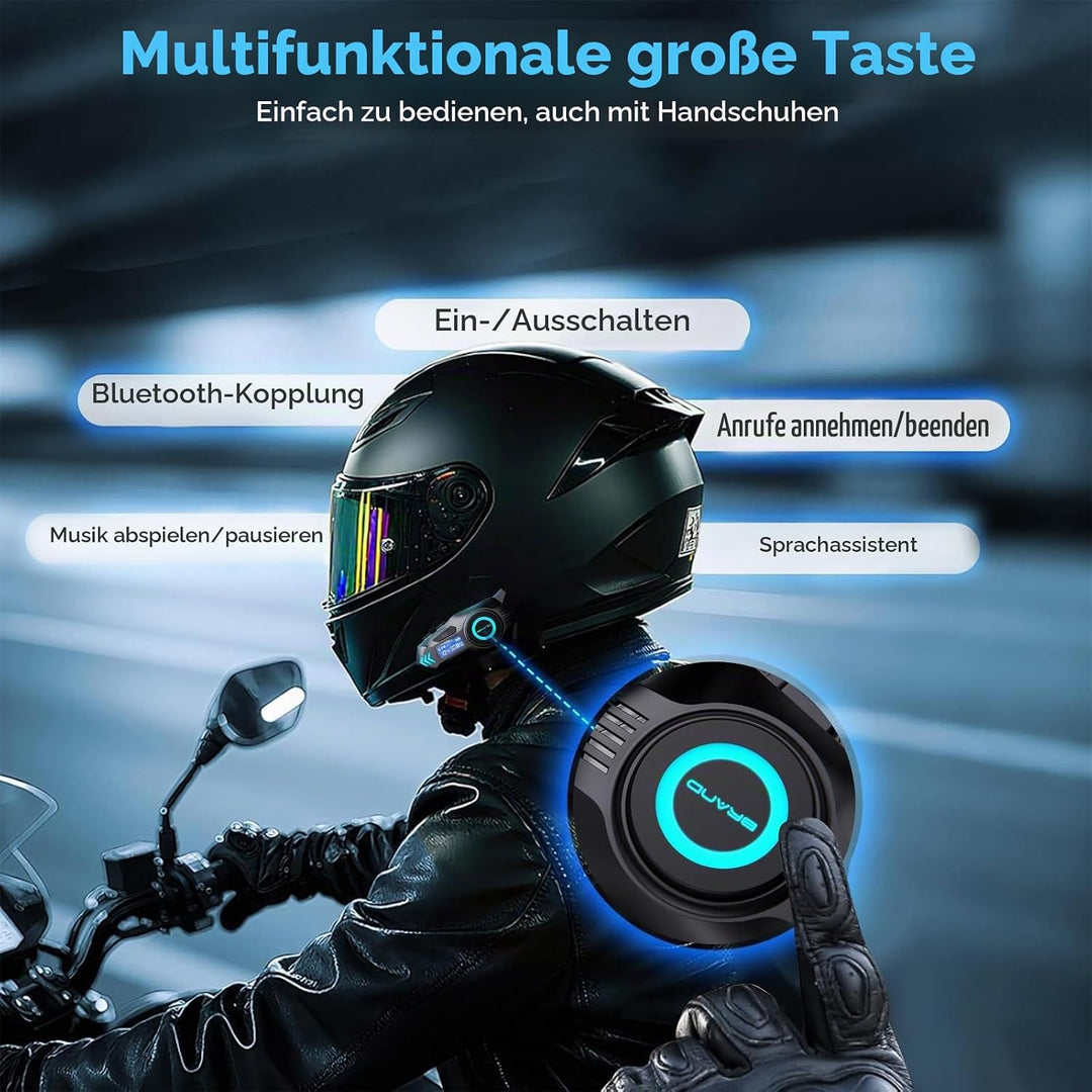 K09 Motorrad Headset, Motorradhelm Bluetooth 5.4, Helm Kopfhörer Gegensprechanlage in Reichweite 500