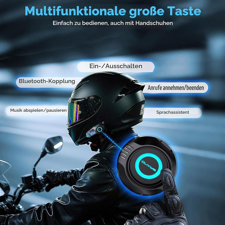 K09 Motorrad Headset, Motorradhelm Bluetooth 5.4, Helm Kopfhörer Gegensprechanlage in Reichweite 500
