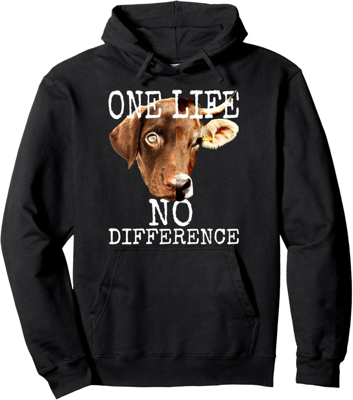 One Life No Difference Vegan Vegetarier Tierliebe Veganer Pullover Hoodie
