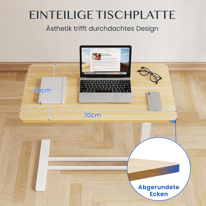 FLEXISPOT Beistelltisch höhenverstellbar mit Rollen, stufenlose Gasfeder | Computertisch/Nachttisch/