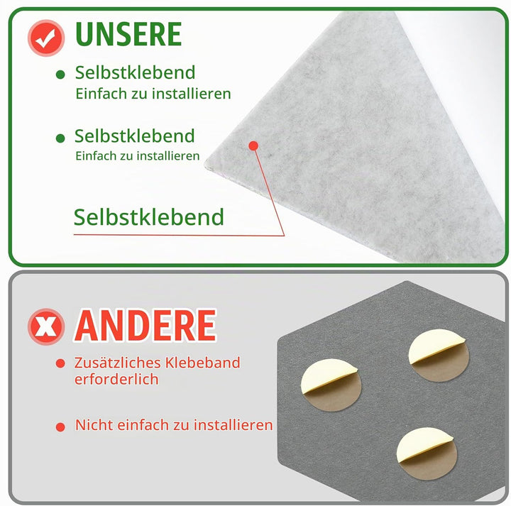 Akustikpaneele Selbstklebend, Acoustic Panel, 18 Stück, 30x30x1 cm 18 Stück Silbergrau, 18 Stück Sil