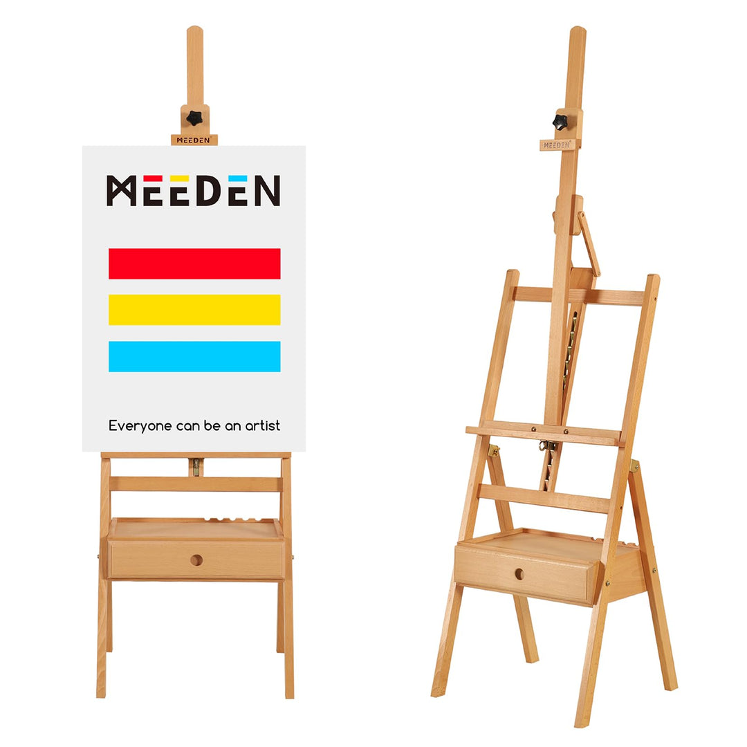 MEEDEN Staffelei Holz Gross mit Aufbewahrungsschublade, Verstellbare Leinwand Ständer (152-190cm) au