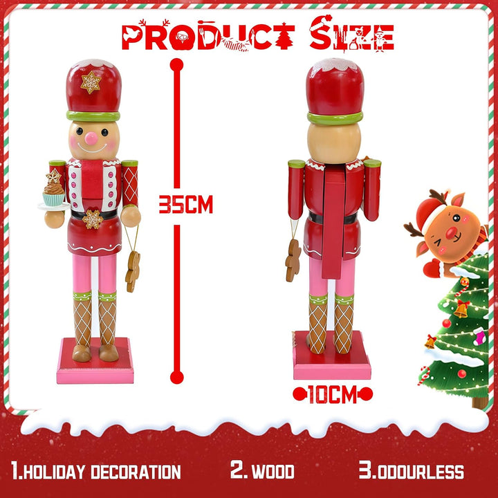 35 cm Holz-Cookie-Frauen-Nussknacker-Soldat-Weihnachtsdekorationen, grosse Weihnachts-Nussknacker-Fi