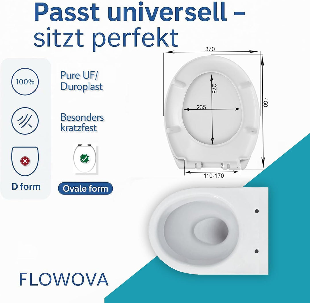 WC Sitz mit Absenkautomatik – Toilettendeckel Duroplast Soft Close – Quick Release Funktion – Univer