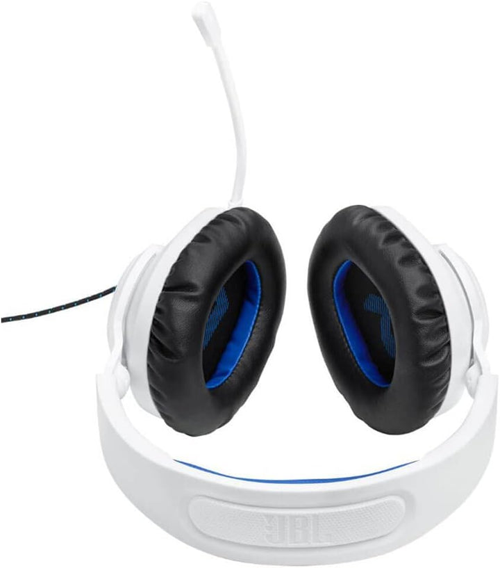 JBL Quantum 100P Konsole – Gaming-Headset für PlayStation, Weiss weiss / blau, weiss / blau