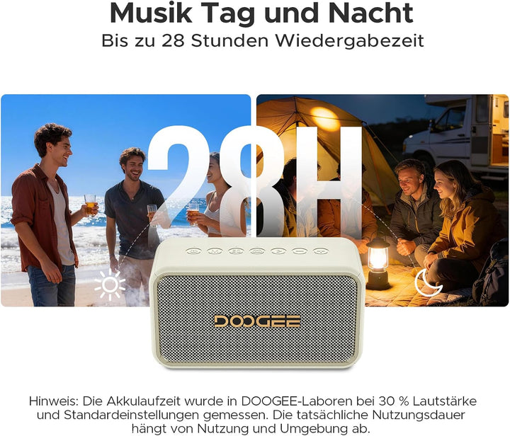 Field Rush Tragbarer Lautsprecher, Kabellos Koppelbar Lautsprecher über 28 Stunden Spielzeit, IP67 S