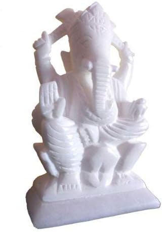 StonKraft White Stone Marble Ganesh Ganesha Ganpati Ganapati Vinayaka Murti Idol for Daily Pooja Puj