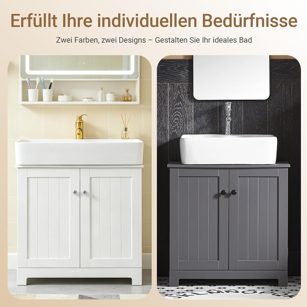 SoBuy BZR18-W Waschbeckenunterschrank Badschrank Waschtisch Unterschrank Badmöbel weiss BHT ca: 60x6