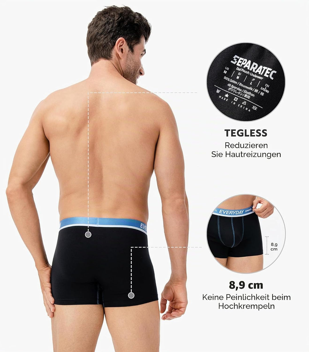 Separatec Boxershorts Herren 7er Pack aus Weicher Baumwolle Unterhosen Männer mit Unterstützender Se