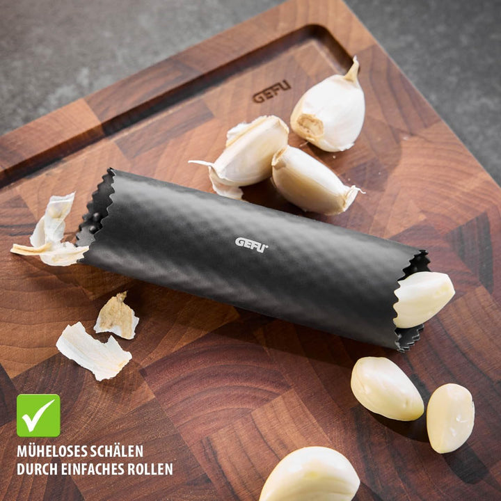 GEFU Knoblauchpresse GARLICO + Knoblauchschäler TUBIO Set – Edelstahl, spülmaschinenfest, ergonomisc