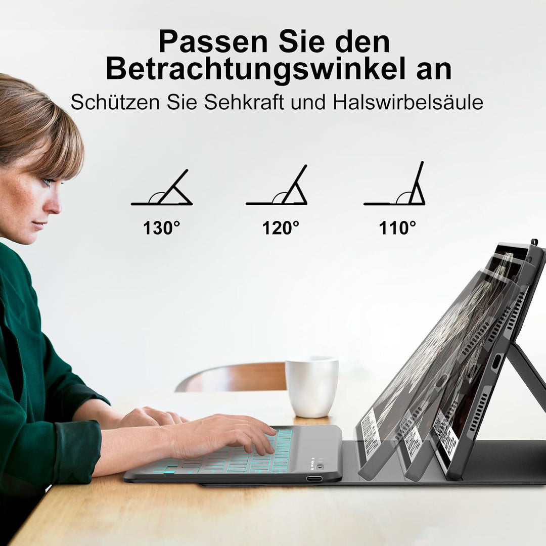 Hülle Tastatur für Lenovo Idea Tab Plus 12.1 Zoll 2025 Schwarz RGB, Schwarz RGB