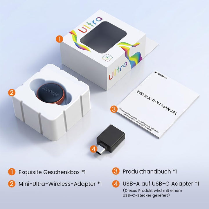 Carlinkit Mini Ultra 3 Wireless CarPlay Adapter, Wireless Android Auto Adapter, Wandelt OEM kabelgeb