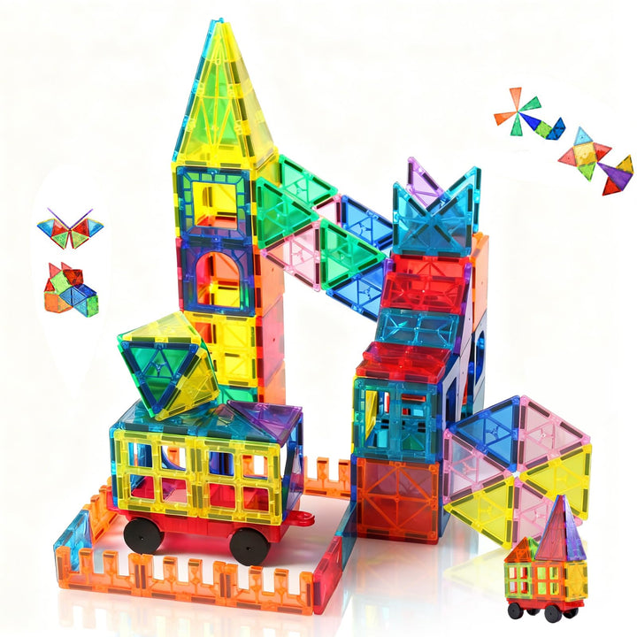 Magnetische Bausteine für Kinder, 100 Teile, 3D, Lernspiele, Geschenke für Kinder mit 1 Auto, magnet
