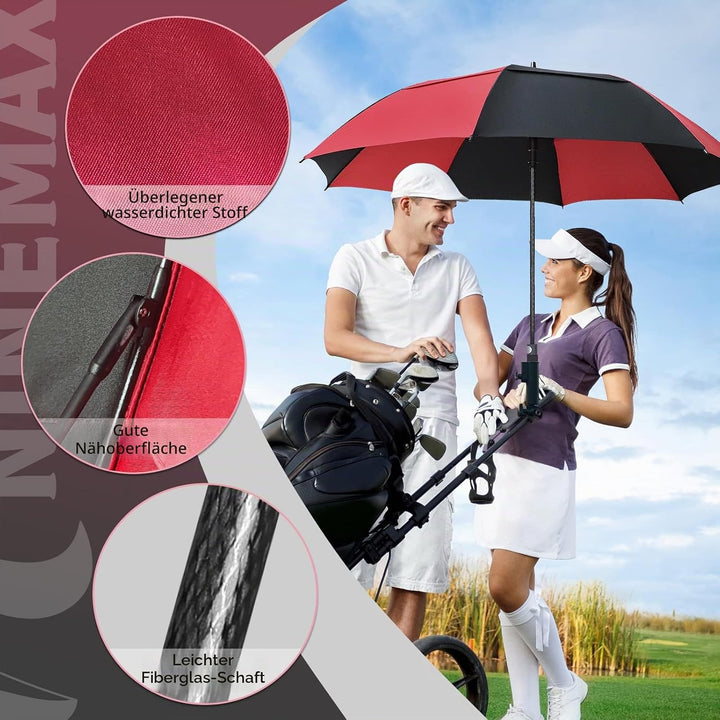 NINEMAX Regenschirm Gross Sturmfest,Golf Stockschirm Automatik Auf,L/XL/XXL Regenschirm für Herren D