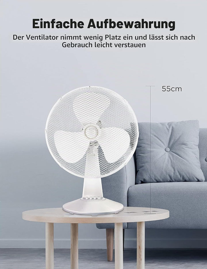 Midea FT40-21M Tischventilator, 40 W, Durchmesser 40 cm, leiser Ventilator mit 3 Flügeln, 3 Geschwin
