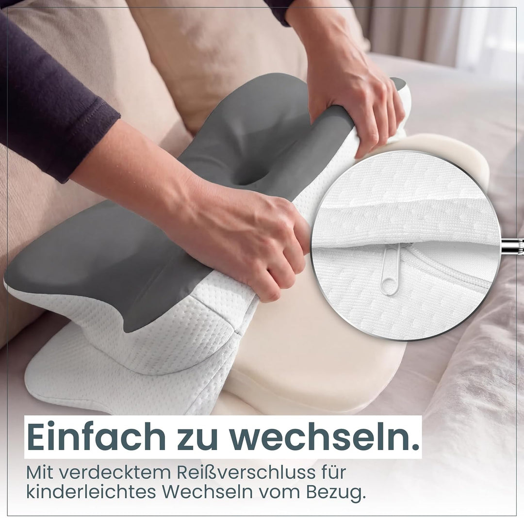 Gentle North Bezug für Nackenstützkissen - waschbarer Bezug bei 40°C Ersatzbezug Grau, Ersatzbezug G