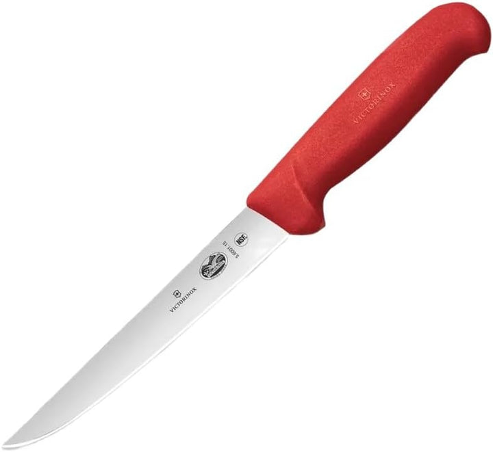 Victorinox Fibrox Ausbeinmesser, Scharfes Küchenmesser für Fleisch und Geflügel, 15 cm, Gerade Kling