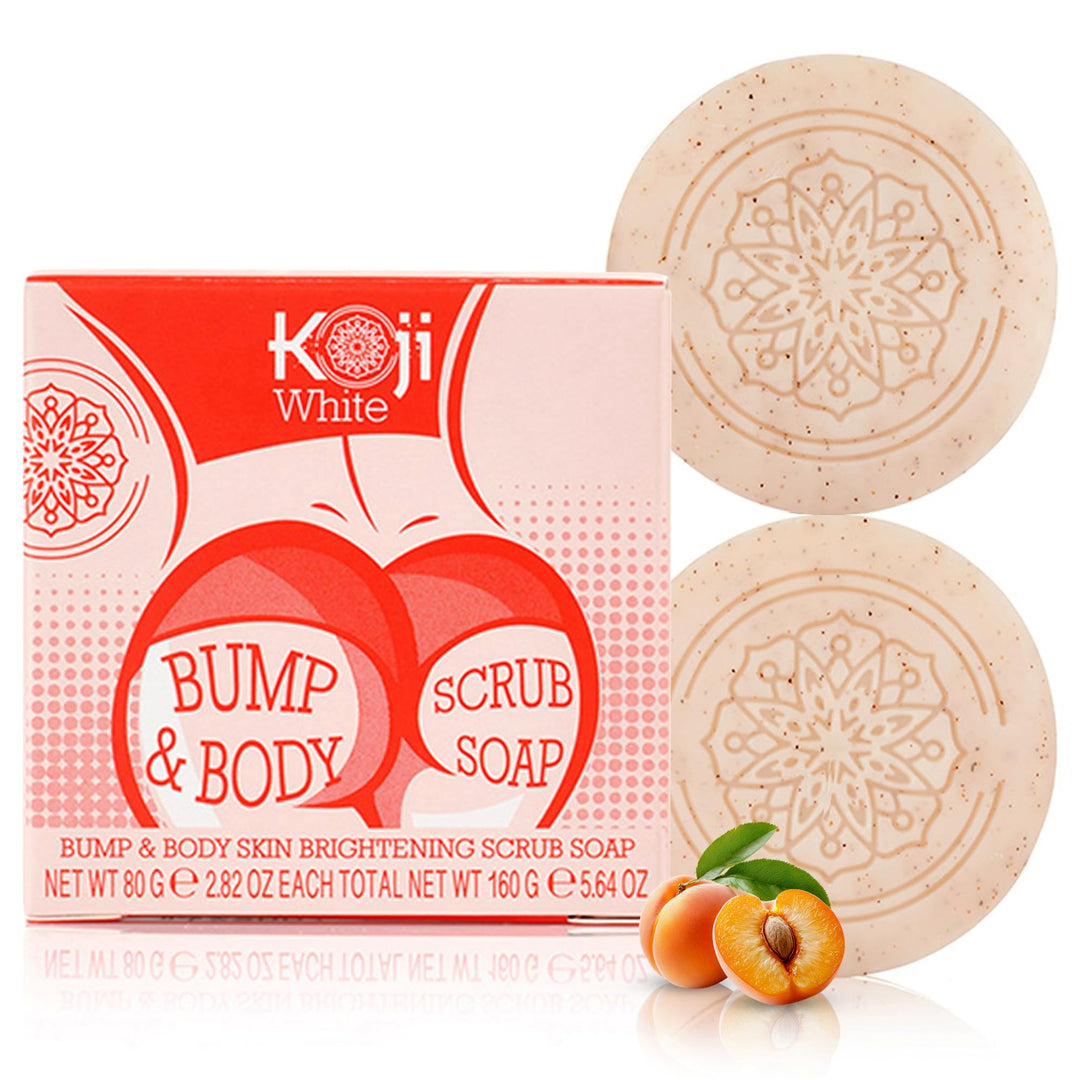 Koji White Kojic Acid Bump Eraser Body Scrub Soap for Exfoliation Butt, Elbow, Underarm with Glutath