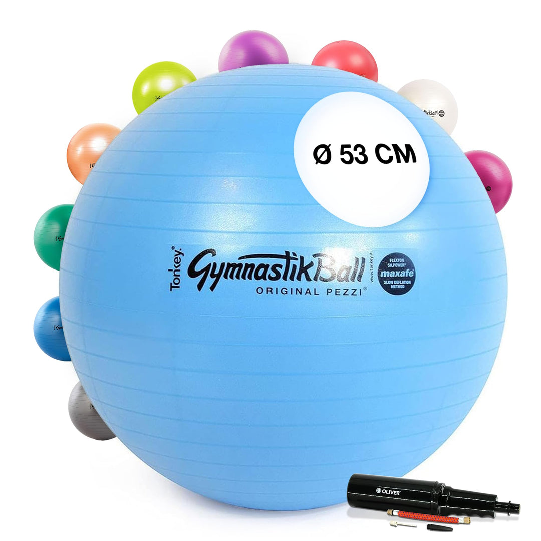 PEZZI Gymnastikball Maxafe Sitzball mit Pumpe Hellblau Ø 53 cm, Hellblau Ø 53 cm