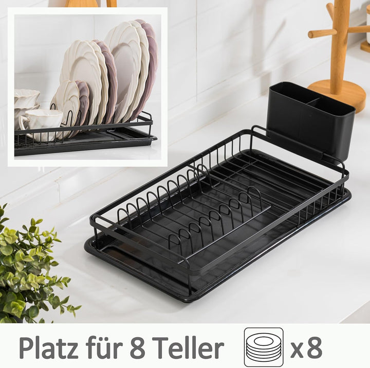 Abtropfgestell Geschirr klein, Geschirrabtropfgestell mit Abnehmbarer Haken und abtropfschale, Gesch