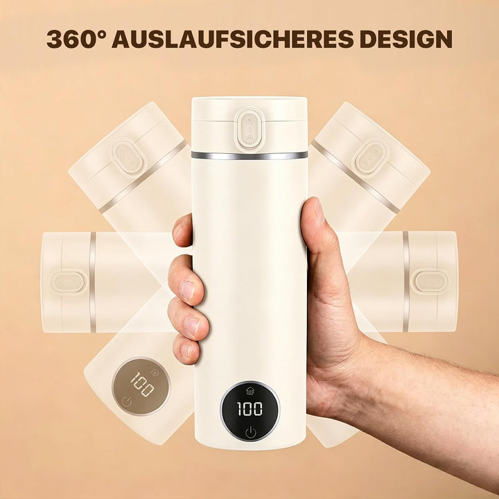 Reisewasserkocher Klein, 450ML Mini Wasserkocher Tragbarer mit 6 Temperaturstufen, Heizung Automatis