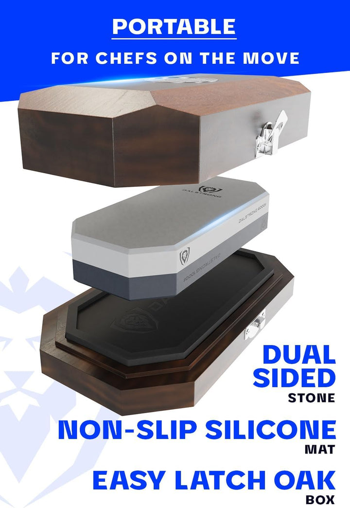 DALSTRONG - Premium Portable Whetstone Set w/Oak Box - 