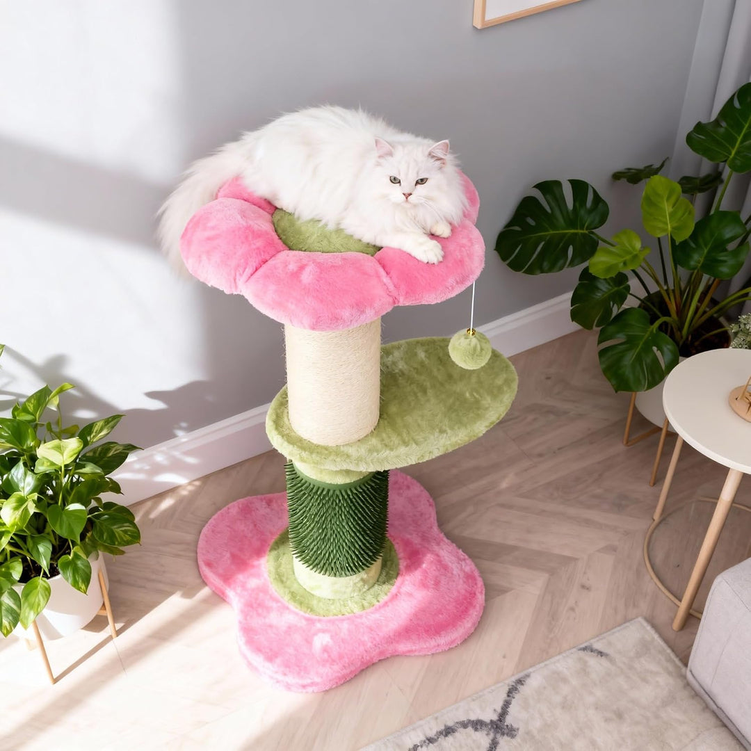 SOARS Kratzbaum, 69 cm hoch, 13 cm Dicker Stamm, Katzenbaum mit Kratzsäule, Selbstpflegegerät, Hänge
