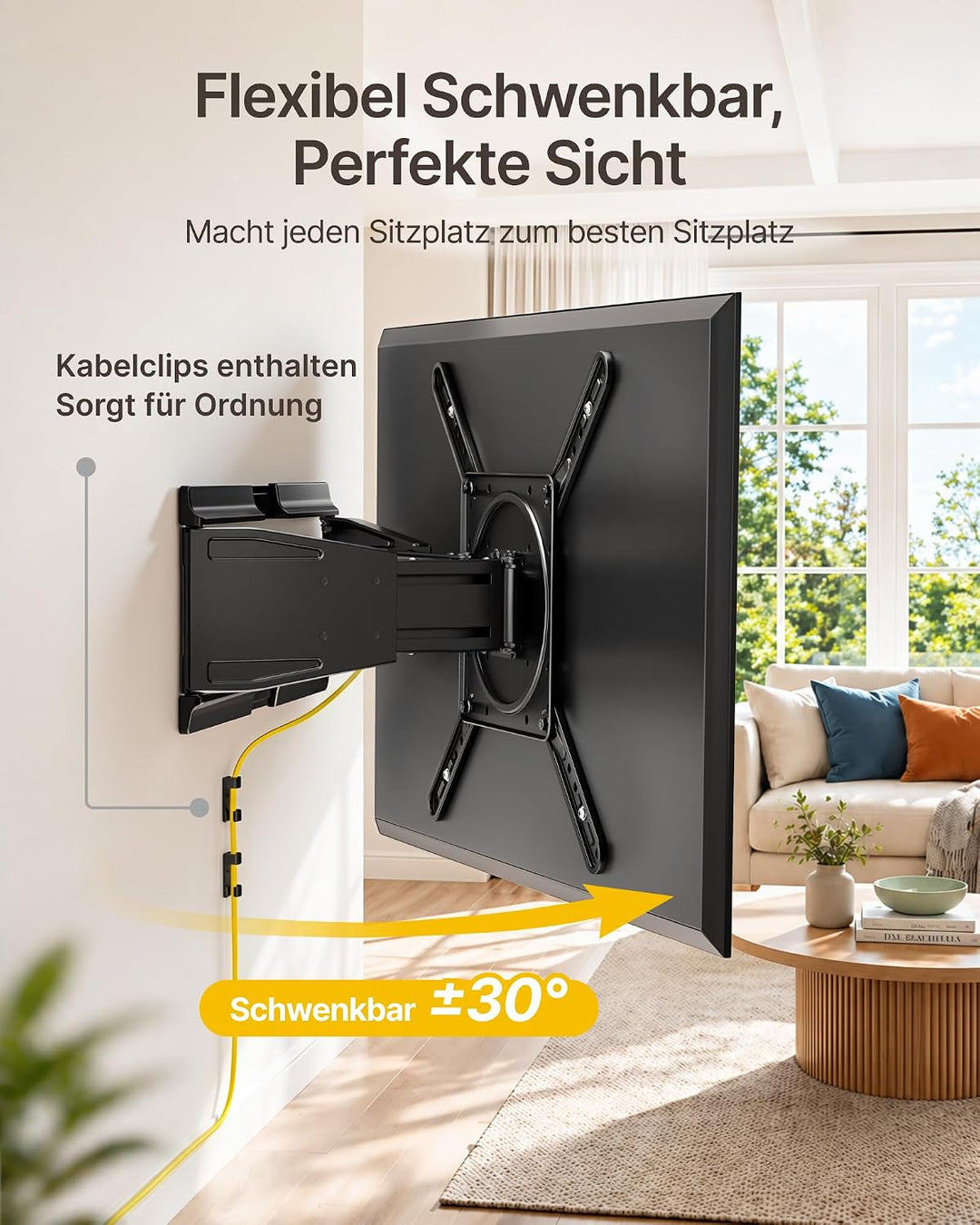 monTEK Ultra Slim TV Wandhalterung 23-75 Zoll bis 45kg, Max VESA 400x400mm 23"-75" TV / 1,3" Ultra-S