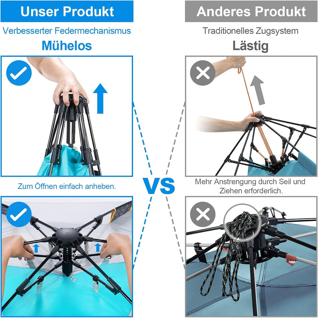 WolfWise Strandzelt für 4–5 Personen, UPF 50+, sofortiger Sonnenschutz, Baldachin, Outdoor-Sport, So