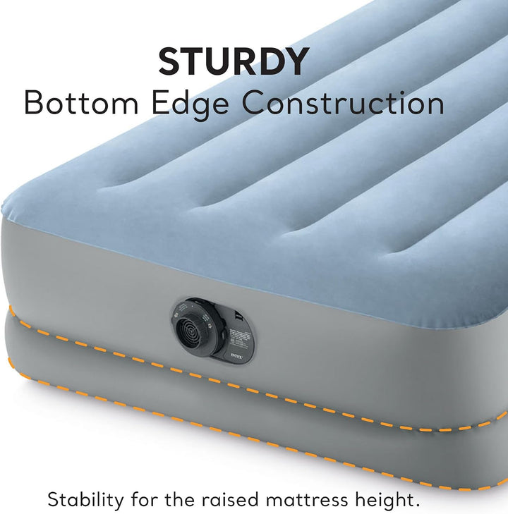 Intex Dura-Beam Plus Mid-Rise Luftmatratze: Fiber-Tech – Twin Size – Integrierte USB-Elektropumpe –