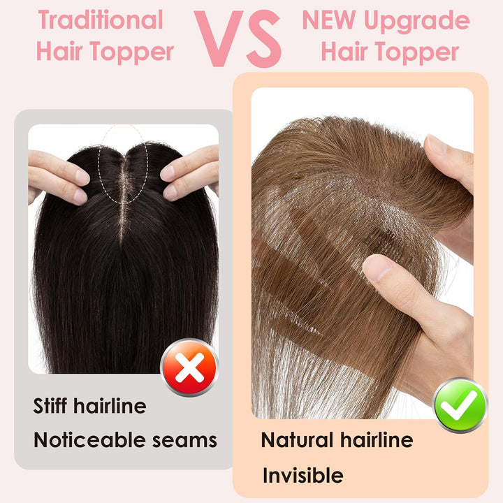 S-noilite Toupets für Frauen mit Seitenpony 7x11cm Echthaar Topper Damen Rxtensions Echthaar Clip in