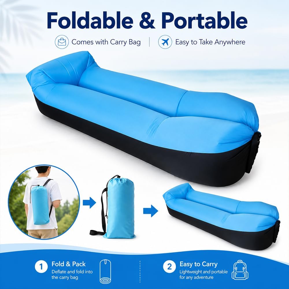 Aufblasbares Sofa, Camping Sofa Aufblasbar, Tragbares Luft Sitzsack mit Aufbewahrungstasche, Air Lou