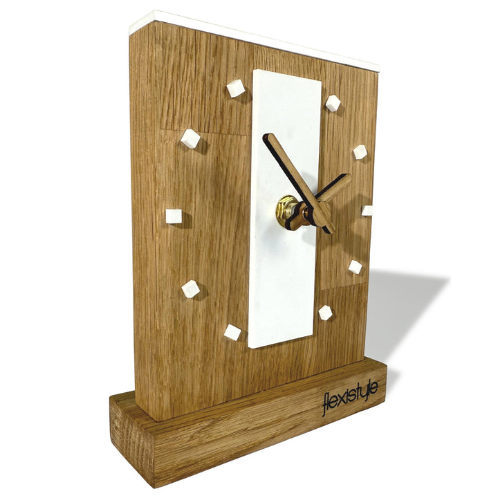 FLEXISTYLE Modern standuhr tischuhr klein aus Holz Eiche Wohnzimmer Badezimmer Uhr Holz tischuhren h