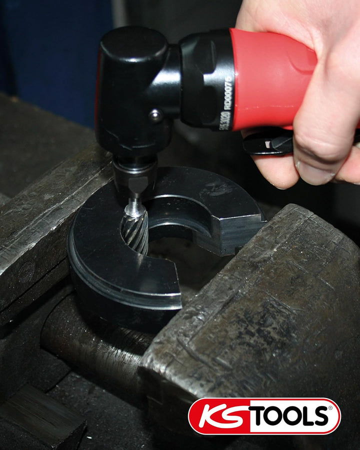 KS Tools Druckluft Winkelschleifer 515.5420 6mm I Druckluftschleifer mit Drehzahl-Regulierung I Für
