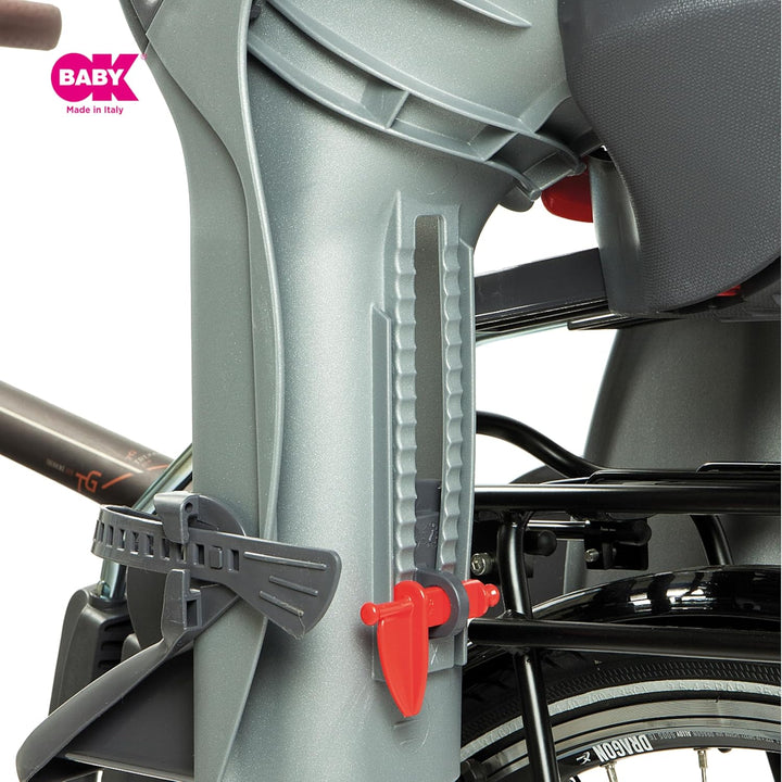 OKBABY 10+ - Fahrradsitz hinten für Kinder bis 22 kg mit Liegefunktion - Schwarz und Grau, Grau