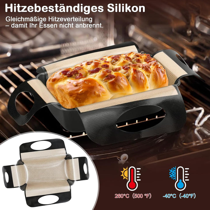 2 Stück Brotbackform Kasten Set, 2 Kastenform Brot 27.5x15x6cm mit 2 Backmatte Antihaft, Rechteckig