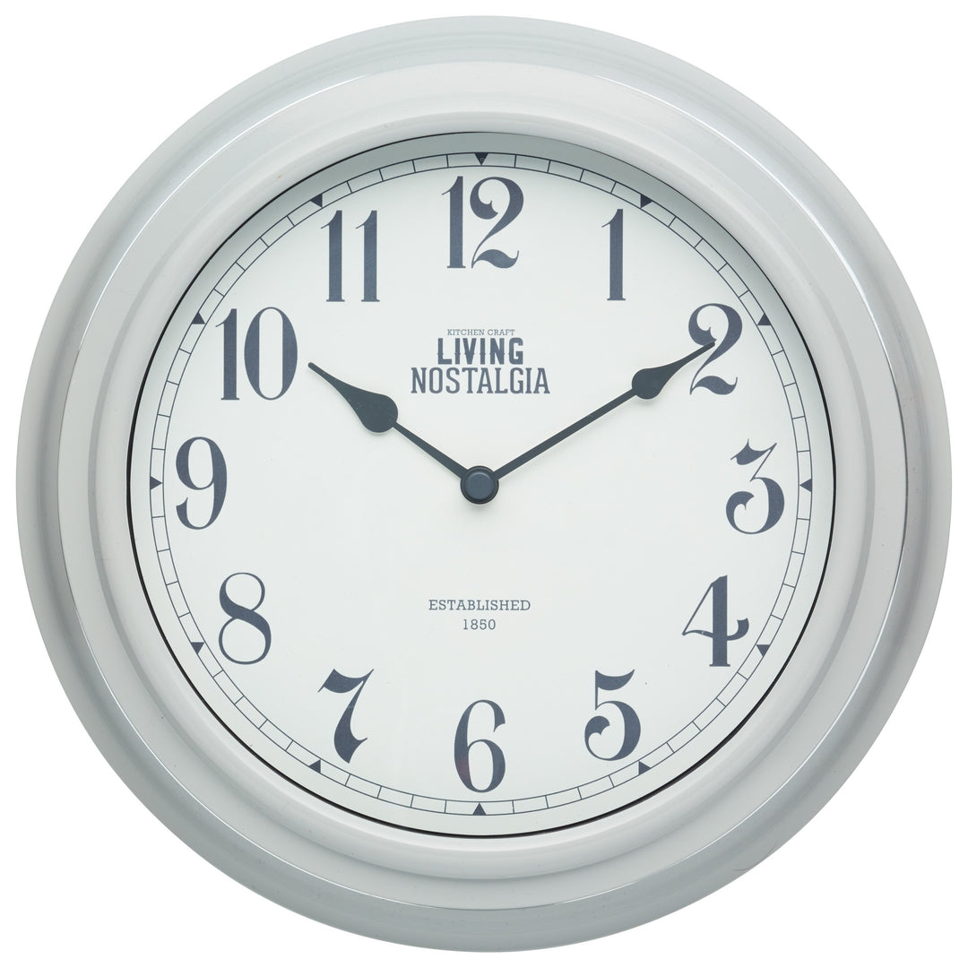 Kitchen Craft Living Nostalgia Collection Wanduhr, für Innnenräume, 25,5 cm, Vintage-Look, Grau Jahr