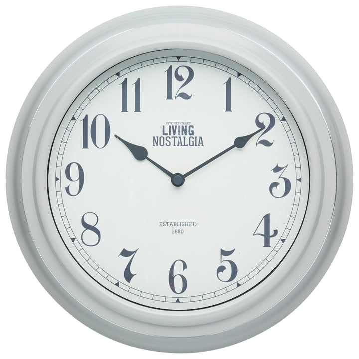 Kitchen Craft Living Nostalgia Collection Wanduhr, für Innnenräume, 25,5 cm, Vintage-Look, Grau Jahr